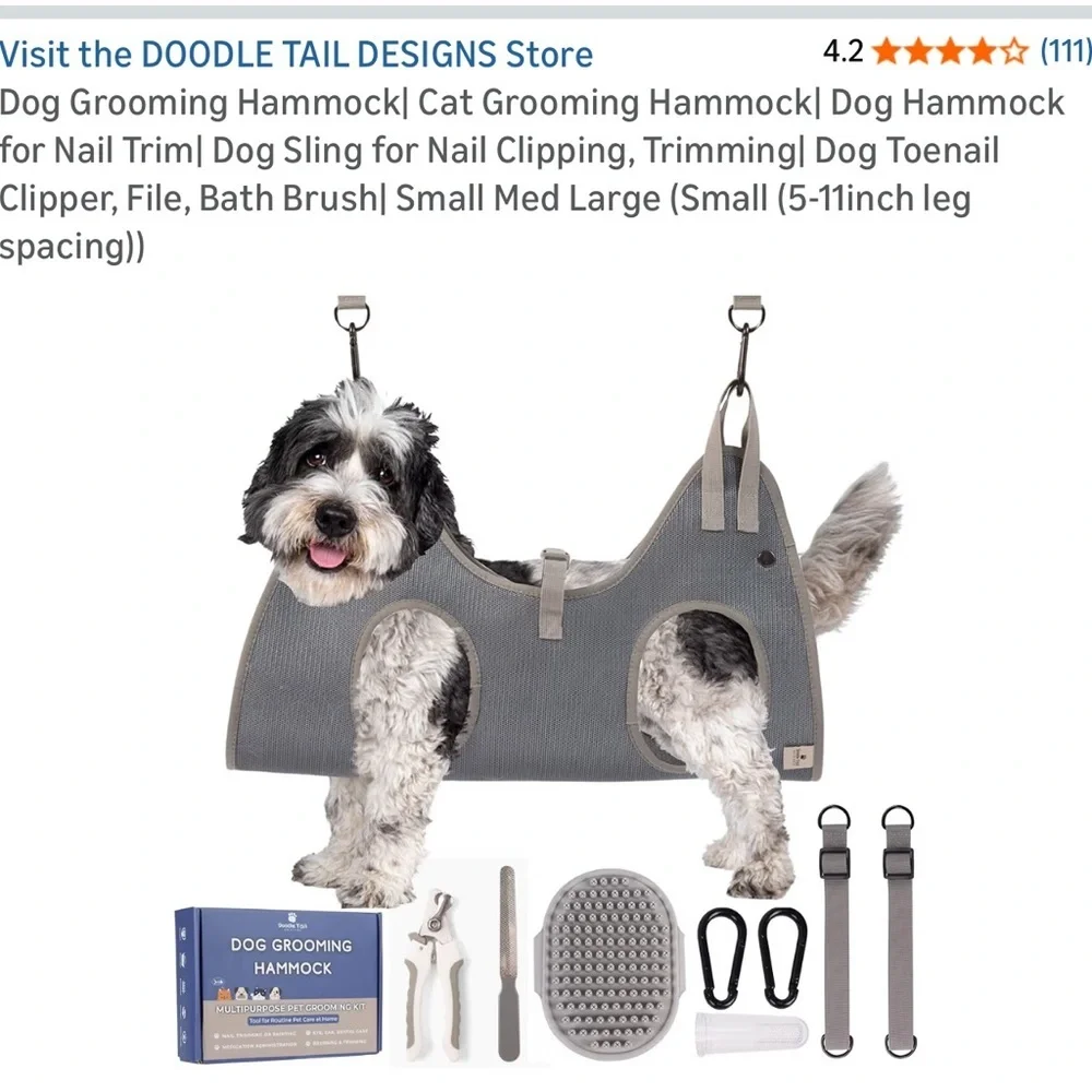 🫶🏻 Doodle Tail Designs Gray Dog Grooming Hammock